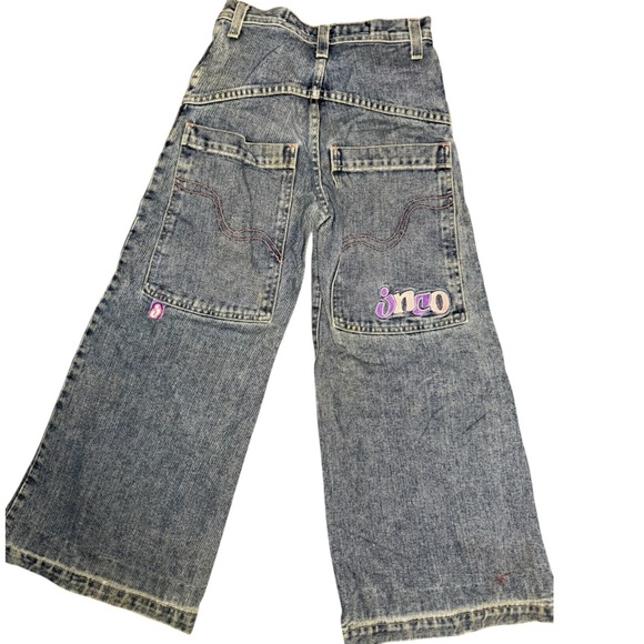 Vtg 90s JNCO Sparkle Wide Leg Retro Jeans Girls Size 10 USA Streetwear Skater - Picture 1 of 7